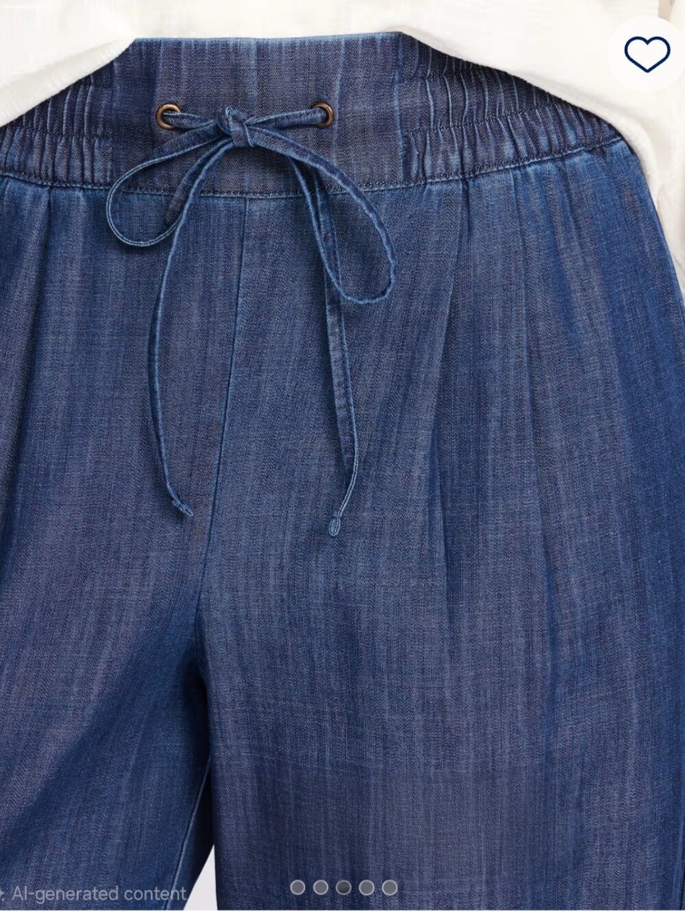 Wide-Leg Denim-Style Pull-On Pants - Blue - Picture 3 of 5